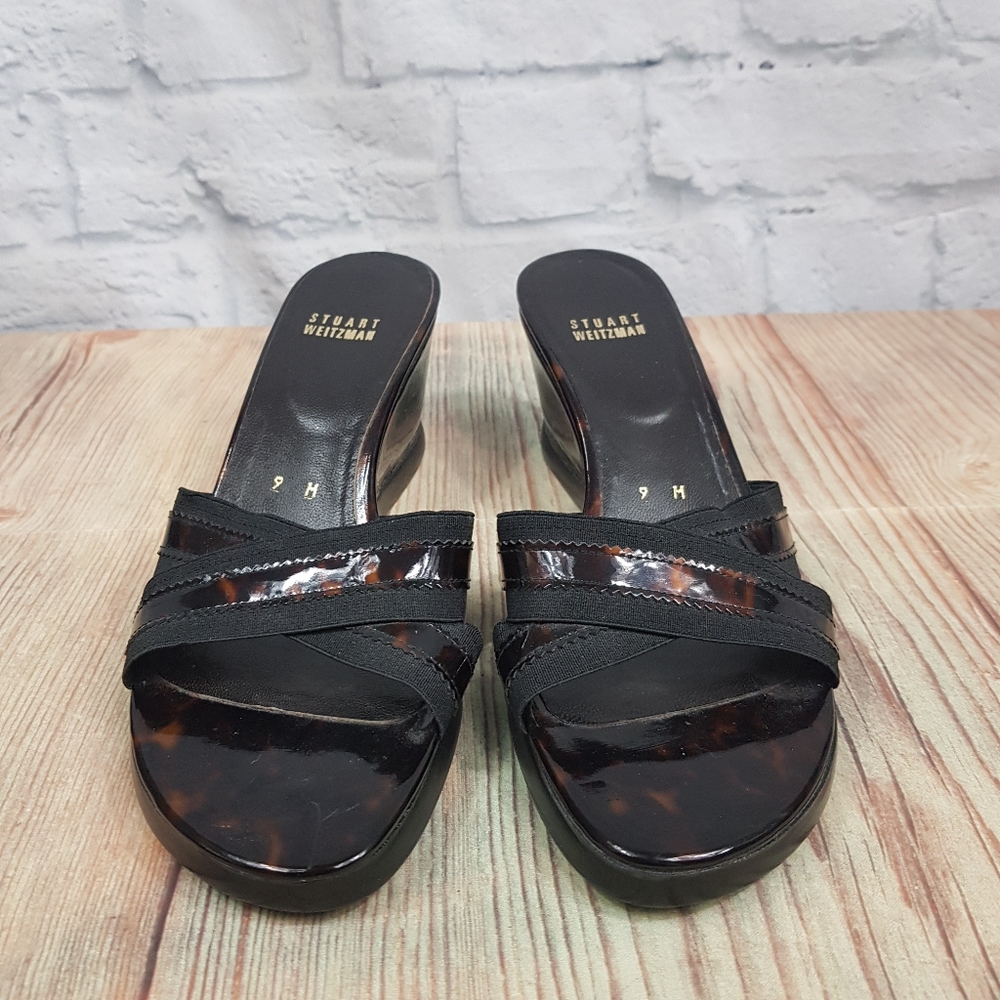 Stuart Weitzman Tortoiseshell Slide Wedge Shoe/Sandal